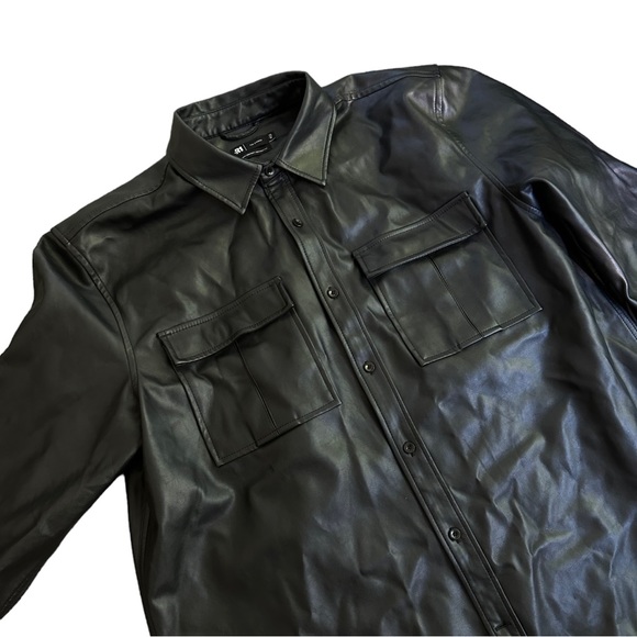 Men’s Leather Overshirt - Men’s Overshirt - Faux Leather - Picture 3 of 5